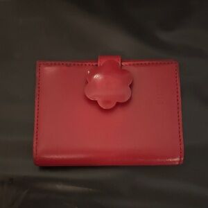Furla Red Wallet with Floral Accent